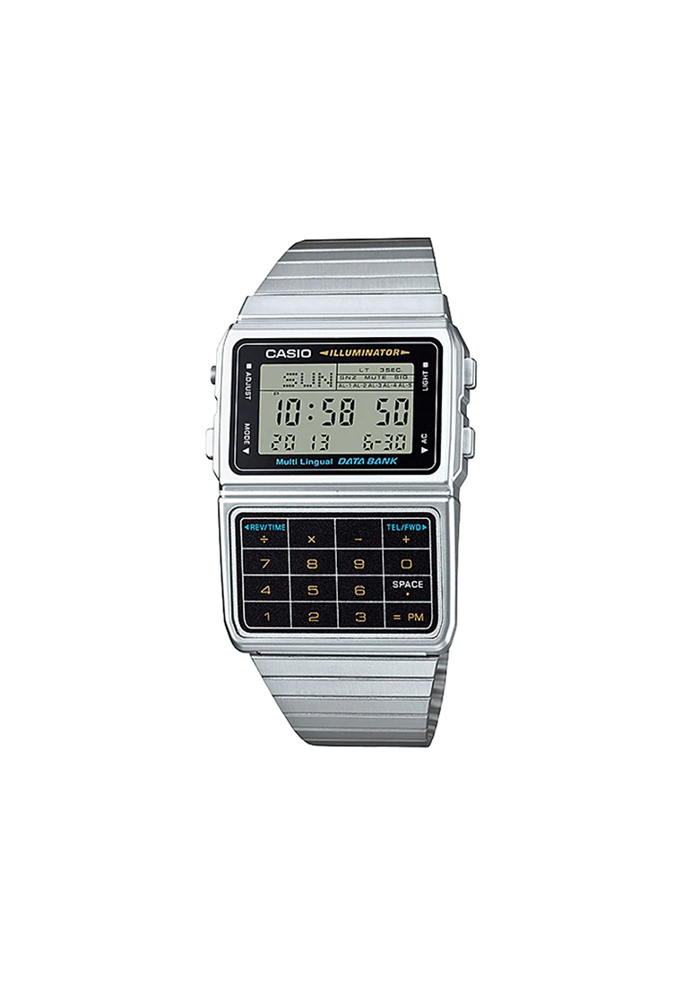 CASIO Databank Calculator Men Digital Watch DBC-611-1 Silver Stainless Steel Strap