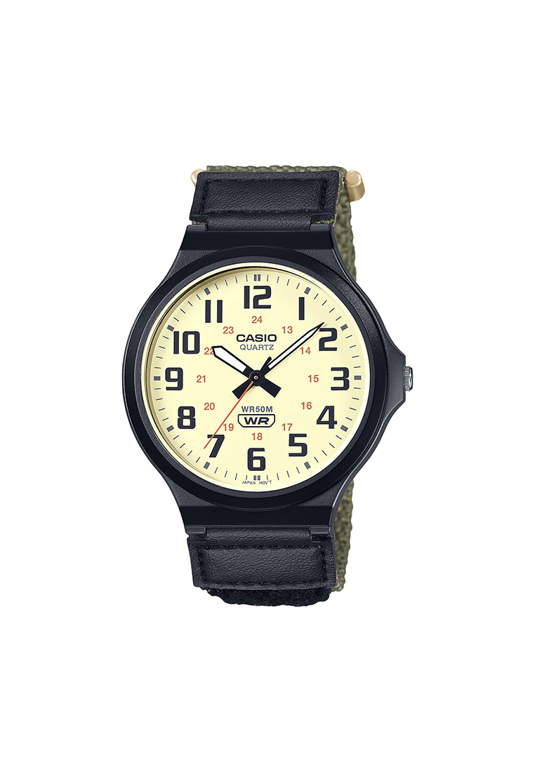 CASIO Men's Analog Watch MW-240B-3B Black Cloth Strap