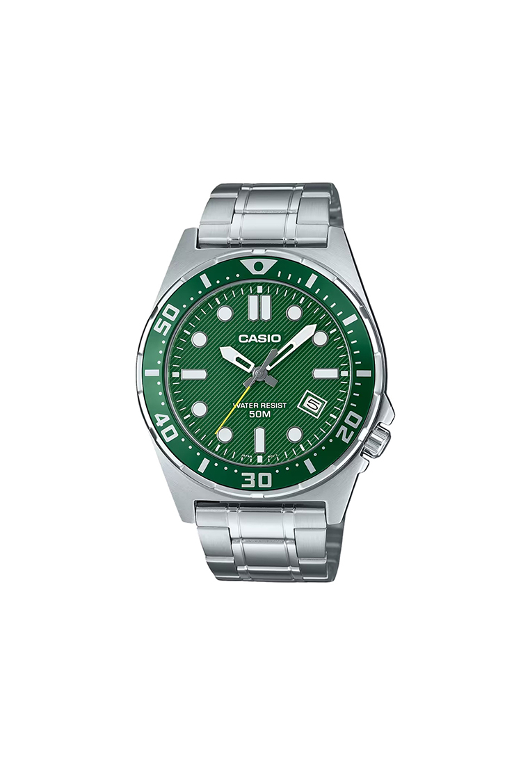 CASIO Men Analog Watch MTD-135D-3AV Silver Stainless Steel Strap