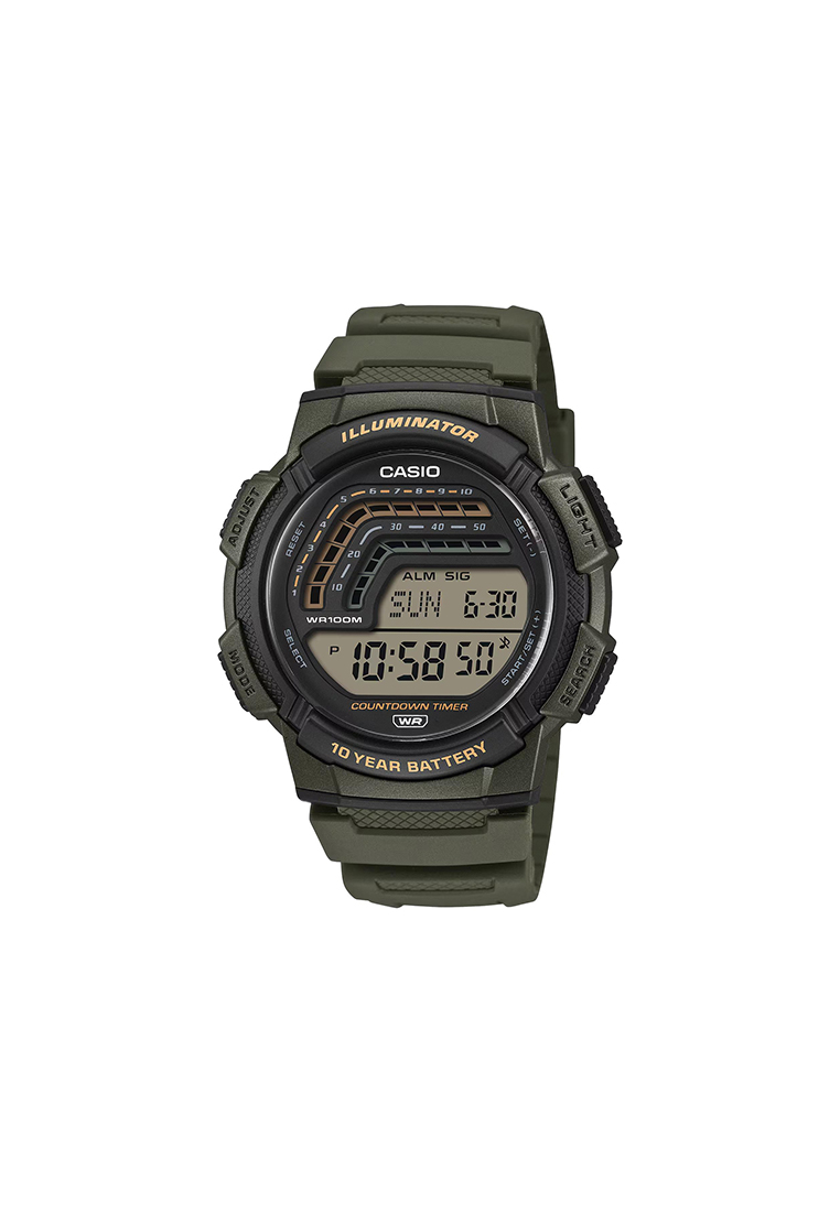Casio WS-1800-3AV Men Digital Watch Green Resin Band