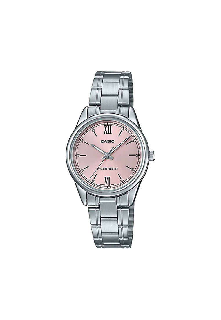 Casio Watches Women's Analog Watch LTP-V005D-4B2 Pink dial with Silver Stainless Steel Band Watch fo