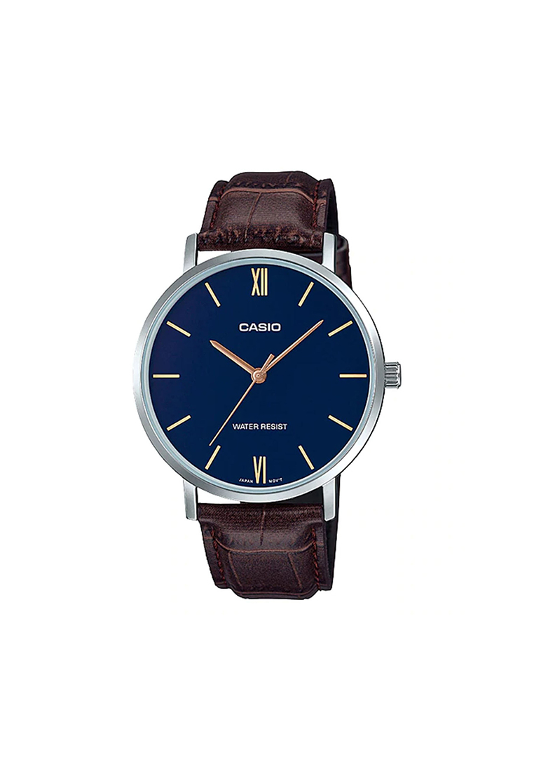 Casio Watches Men's Analog Watch MTP-VT01L-2B Brown Leather Watch