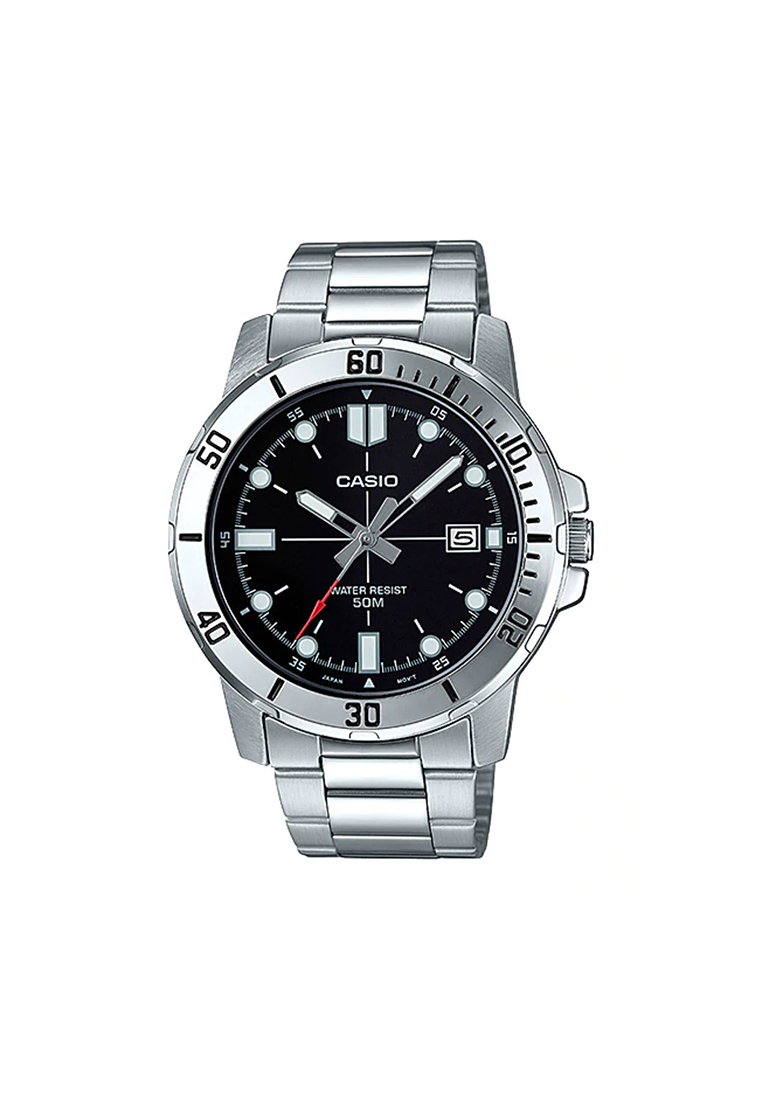 Casio Watches Men's Analog Watch MTP-VD01D-1EV Silver Stainless Steel Band