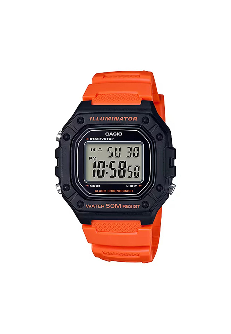 Casio Watches Men's Digital Watch W-218H-4B2V Orange Resin Band Men Sport Watch