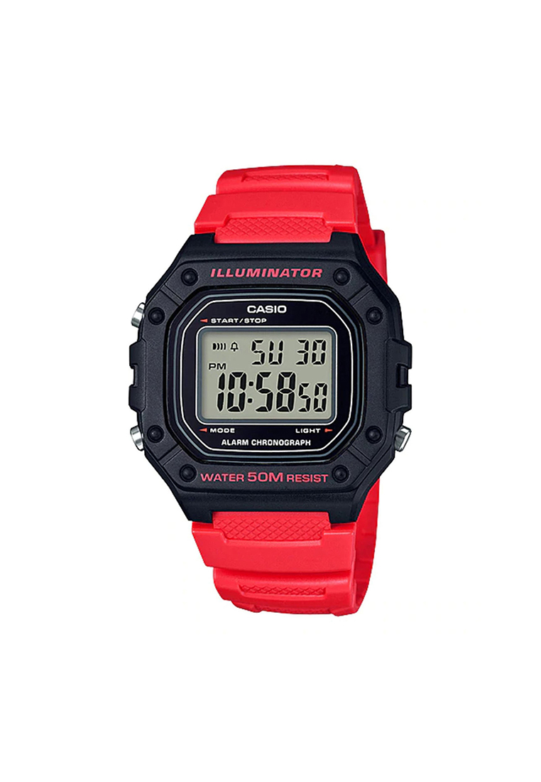 Casio Watches Men's Digital Watch W-218H-4BV Red Resin Band Watch for men