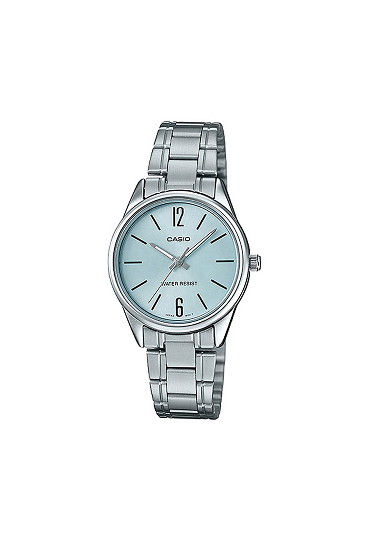 Casio Watches Women's Analog Watch LTP-V005D-2B Blue dial with Silver Stainless Steel Band Watch for