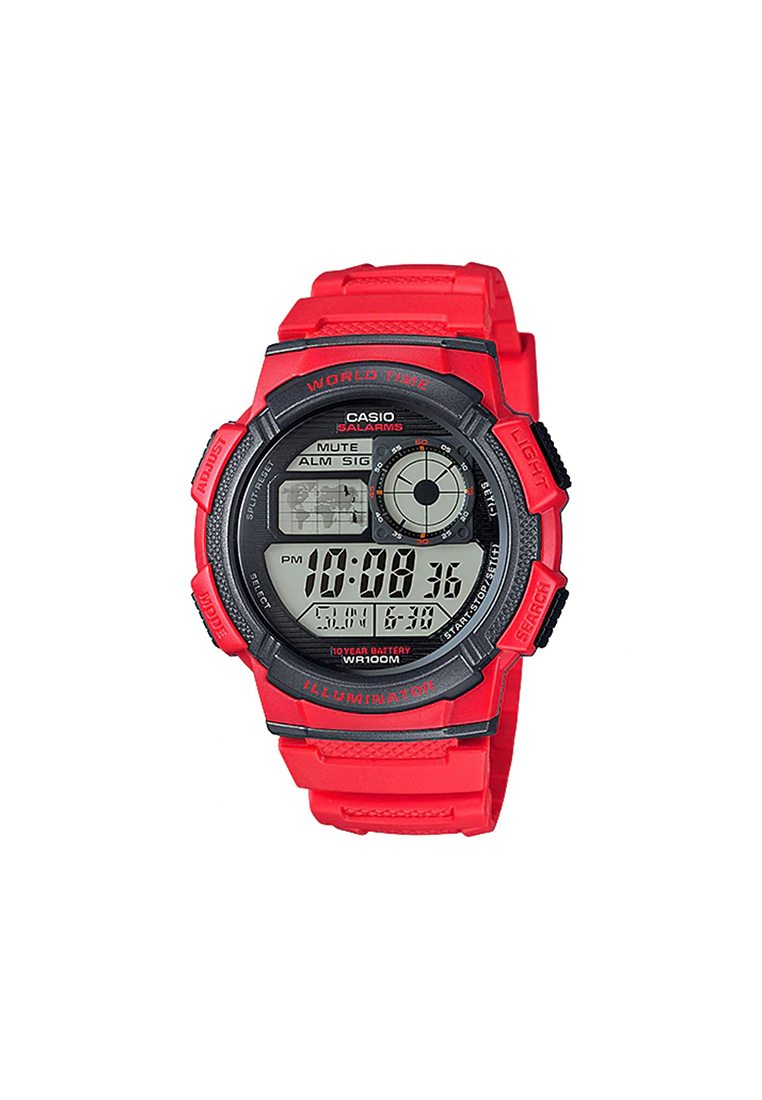 Casio Watches Men's Digital Watch AE-1000W-4AV Red Resin Band Men Sports Watch