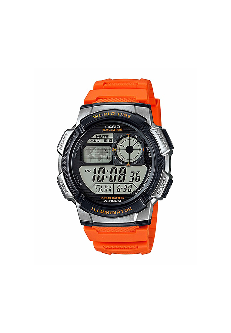 Casio Watches Men's Digital AE-1000W-4BV Orange Resin Band Sport Watch