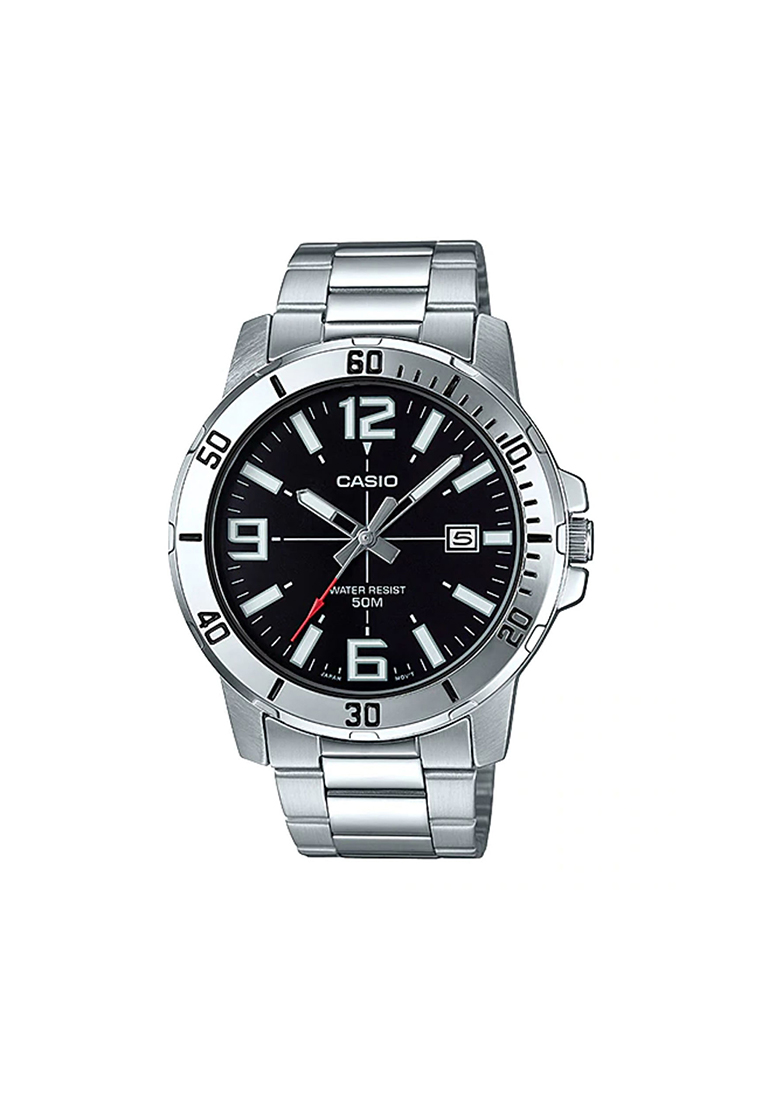Casio Watches Men's Analog Watch MTP-VD01D-1BV Silver Stainless Steel Band Watch for Men