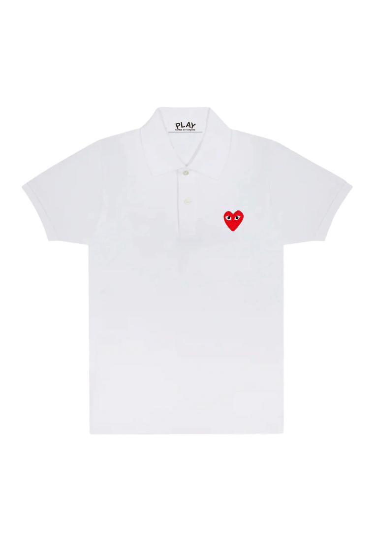 CDG Play Men's short sleeved polo shirt in white AX-T006-051
