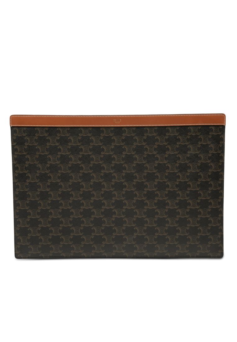 Celine Pre-Loved Celine Triomphe Coated Canvas Clutch