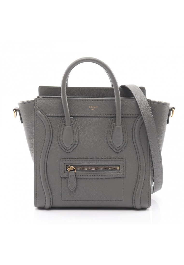 CELINE Pre-Loved Celine luggage nano shopper Handbag leather gray 2WAY
