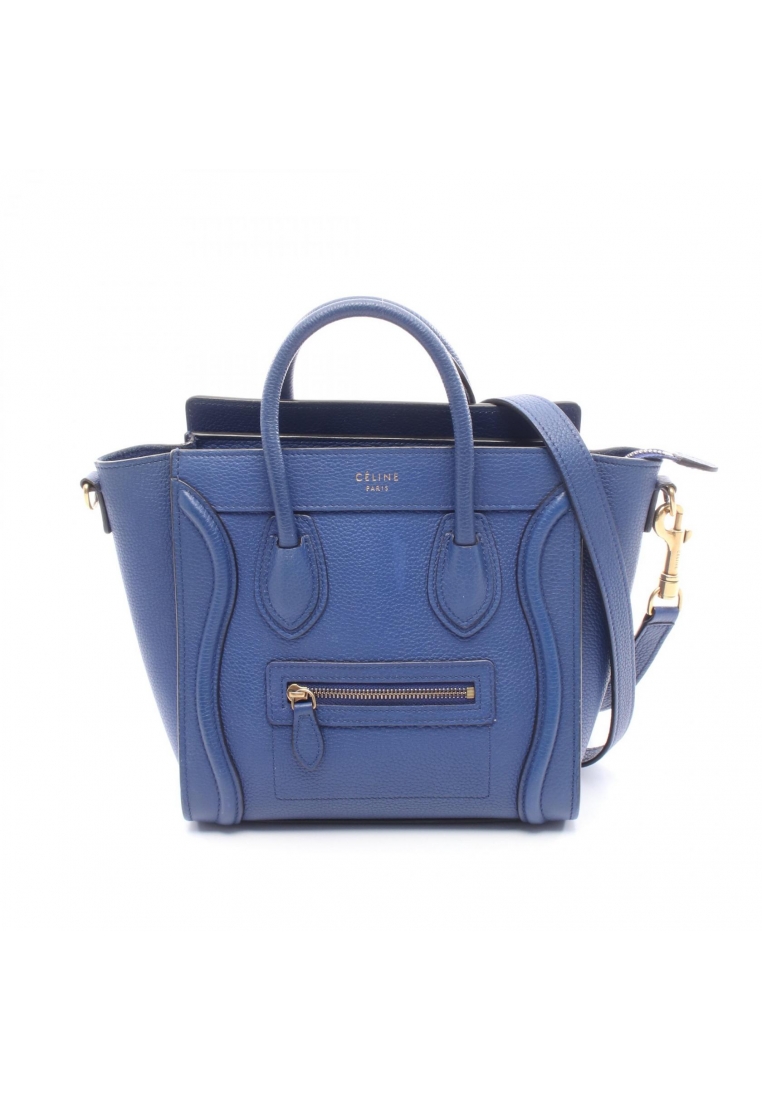 CELINE Pre-Loved Celine luggage nano shopper Handbag leather blue 2WAY