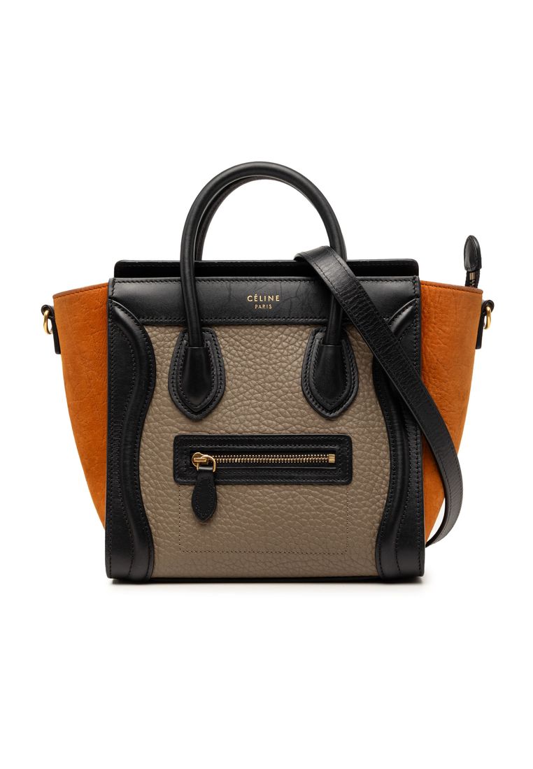 Celine Pre-Loved Celine Nano Tricolor Leather Luggage Tote