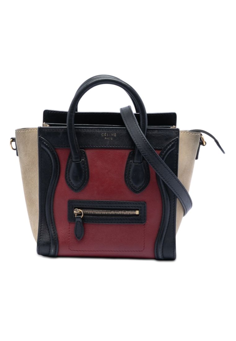 CELINE Pre-Loved Celine Nano Tricolor Calfskin And Suede Luggage Tote