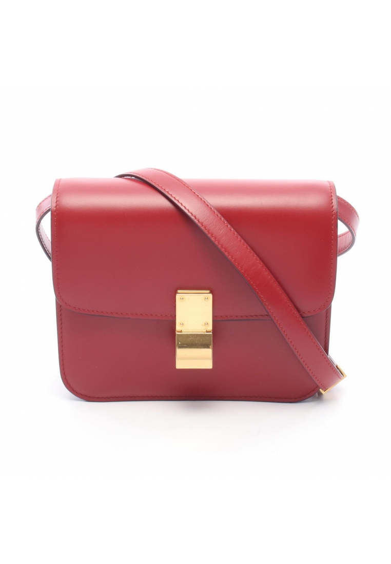 CELINE Pre-Loved Celine classic Teen Box Shoulder bag leather Red