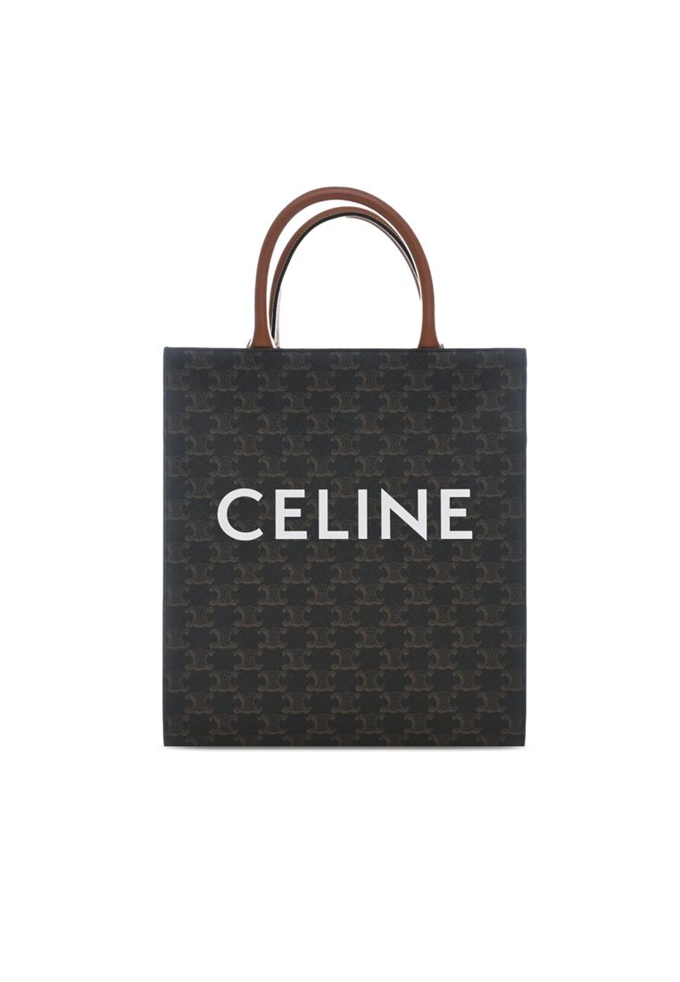 CELINE Pre-Loved Celine Small Triomphe Coated Canvas Vertical Cabas Tote