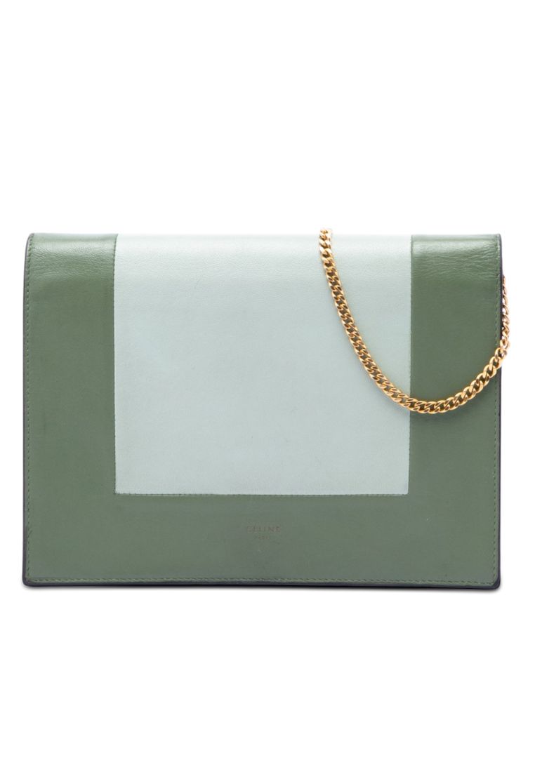 CELINE Pre-Loved Celine Bicolor Leather Frame Wallet On Chain