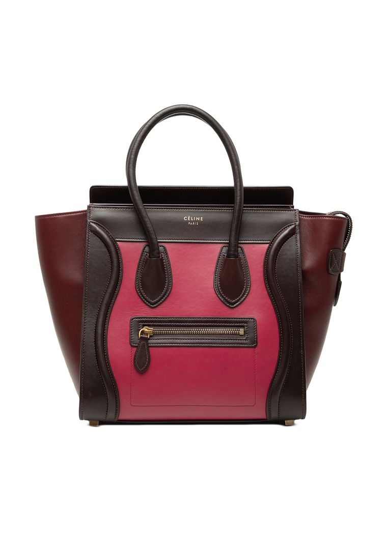 CELINE Pre-Loved Celine Micro Tricolor Leather Luggage Tote
