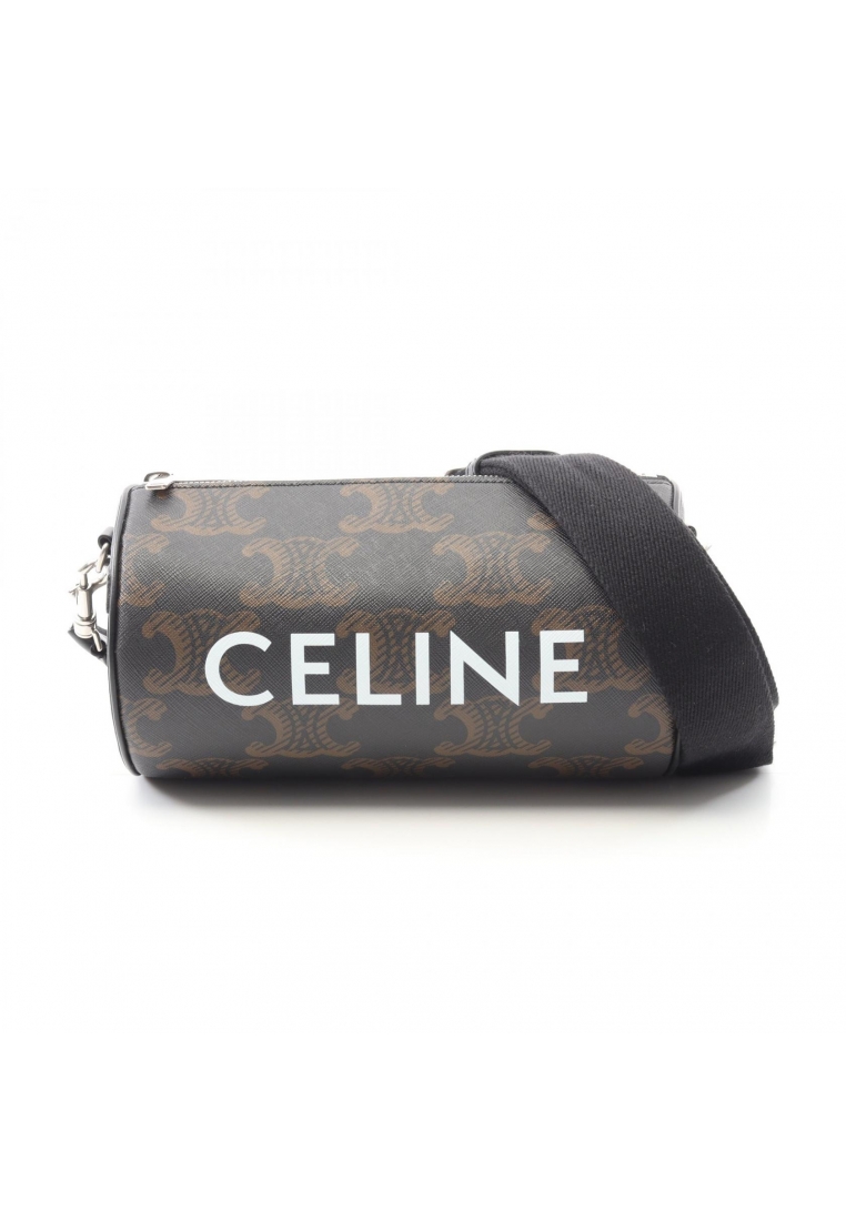 CELINE Pre-Loved Celine Triomphe Shoulder bag PVC leather black Brown