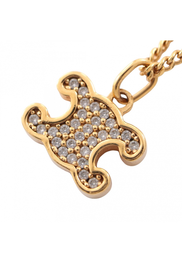 CELINE Pre-Loved Celine Triomphe necklace GP Rhinestone gold