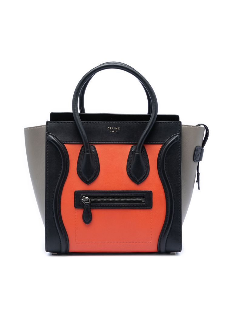 CELINE Pre-Loved Celine Micro Tricolor Leather Luggage Tote