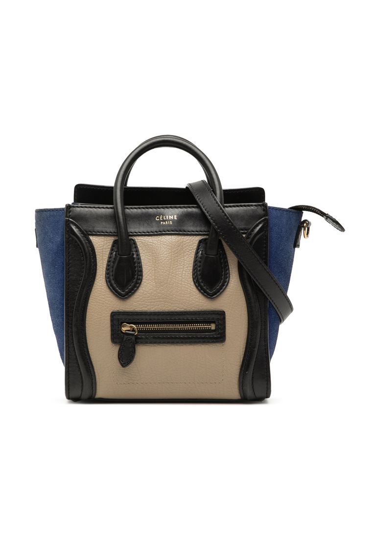 CELINE Pre-Loved Celine Nano Tricolor Calfskin And Suede Luggage Tote