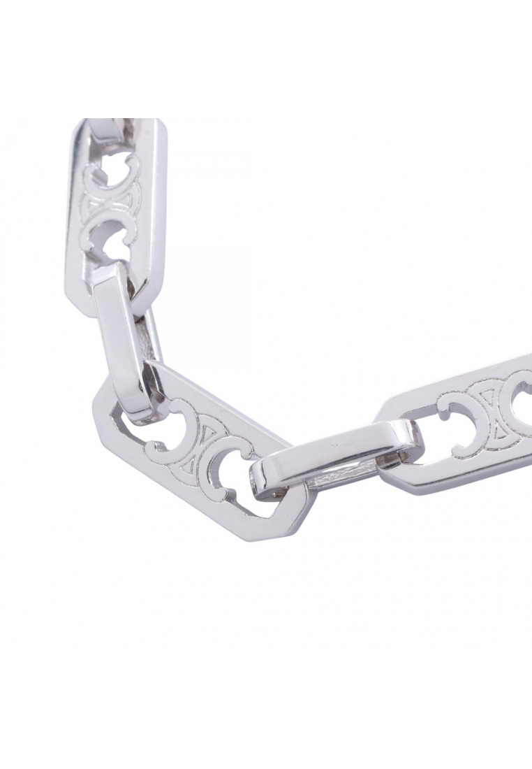 CELINE Pre-Loved Celine Triomphe Small Octagon necklace Silver