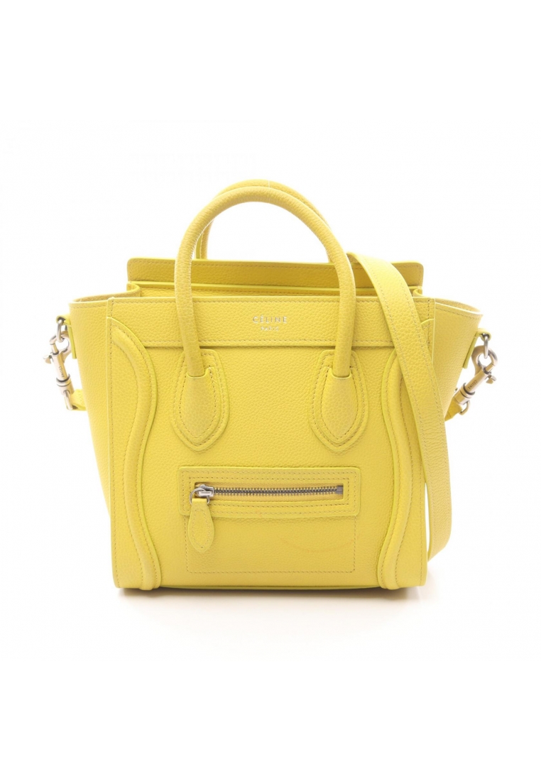 CELINE Pre-Loved Celine luggage nano shopper Handbag leather yellow 2WAY
