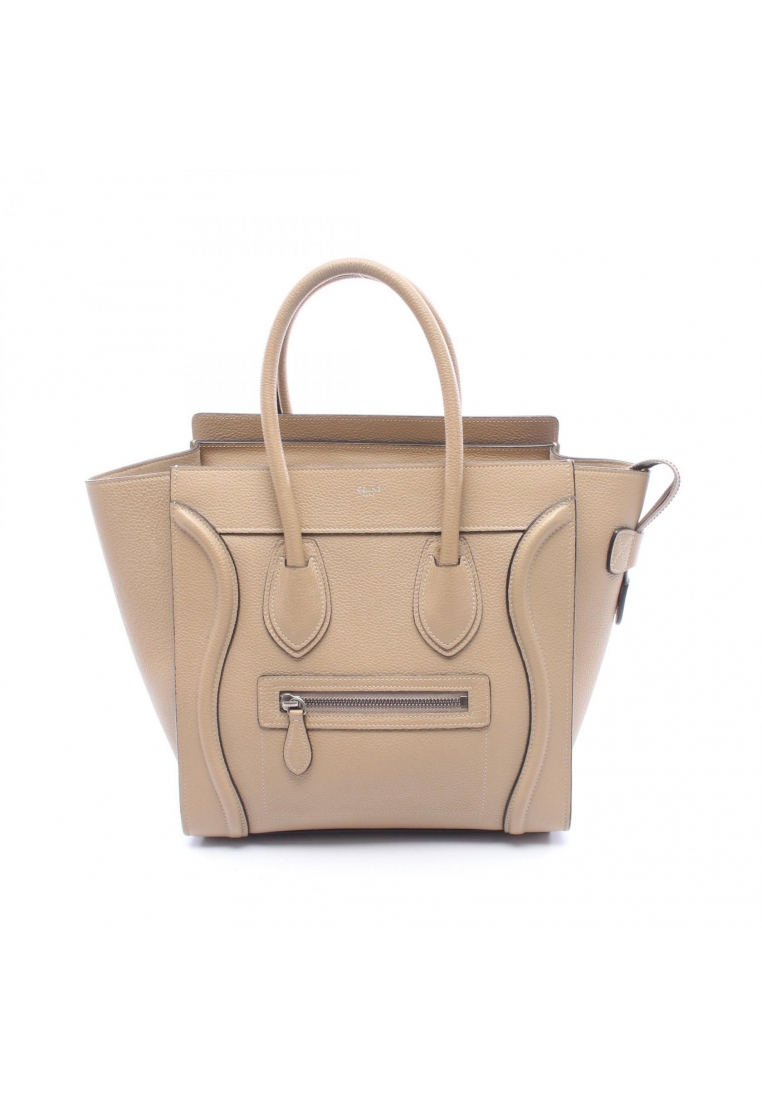 CELINE Pre-Loved Celine luggage micro shopper Handbag leather beige