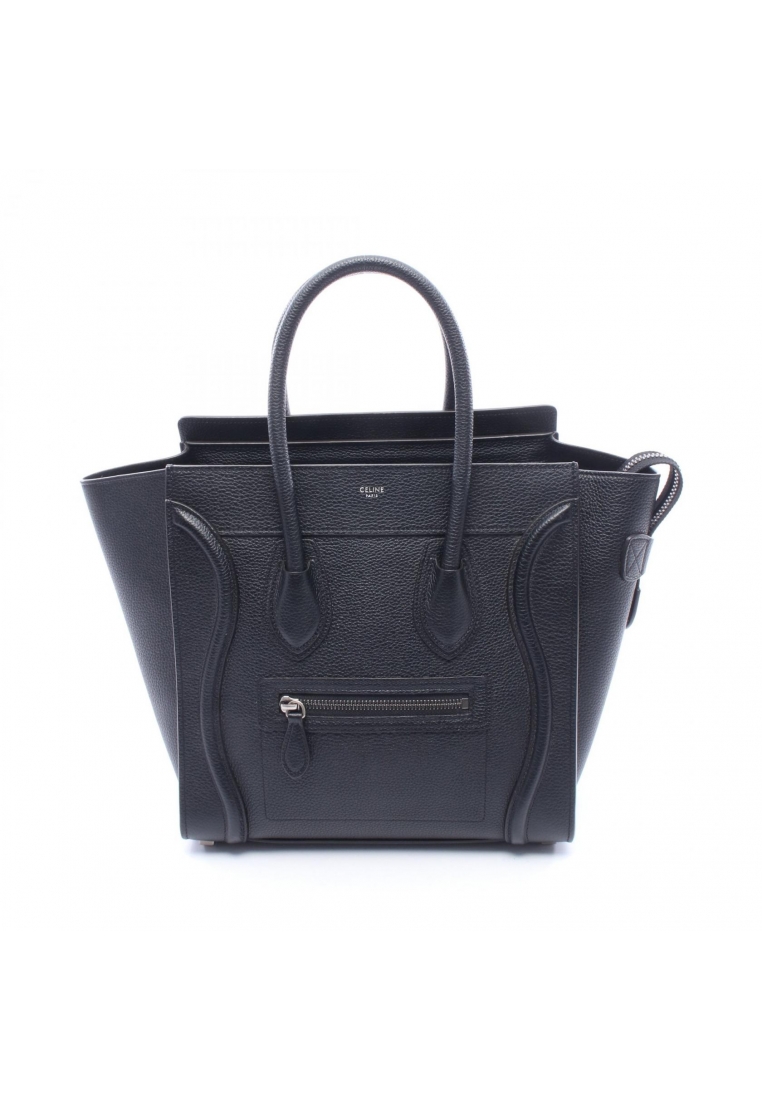 CELINE Pre-Loved Celine luggage micro shopper Handbag leather black