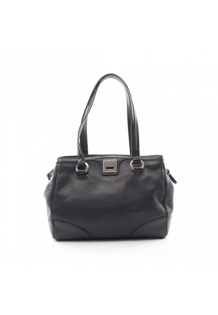 CELINE Pre-Loved Celine logo Shoulder bag tote bag leather black