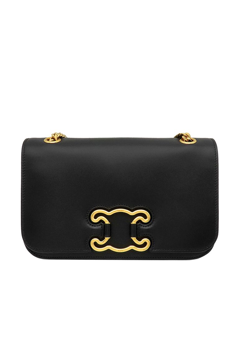 CELINE Pre-Loved Celine Medium Calfskin Triomphe Frame Crossbody