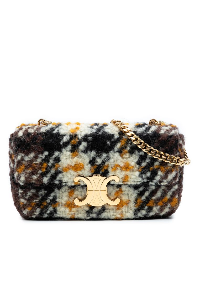 CELINE Pre-Loved Celine Wool Triomphe Chain Shoulder Bag