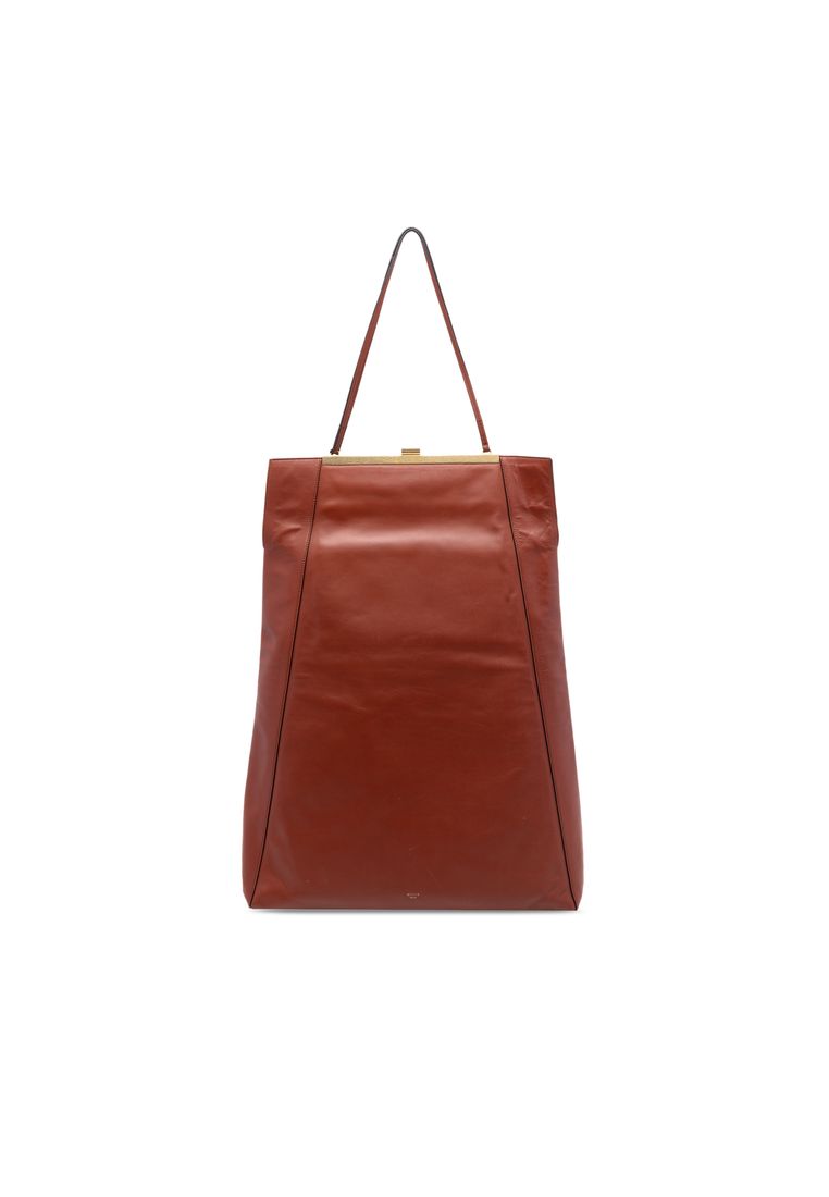 CELINE Pre-Loved Celine Leather Tall Clasp Cabas Tote