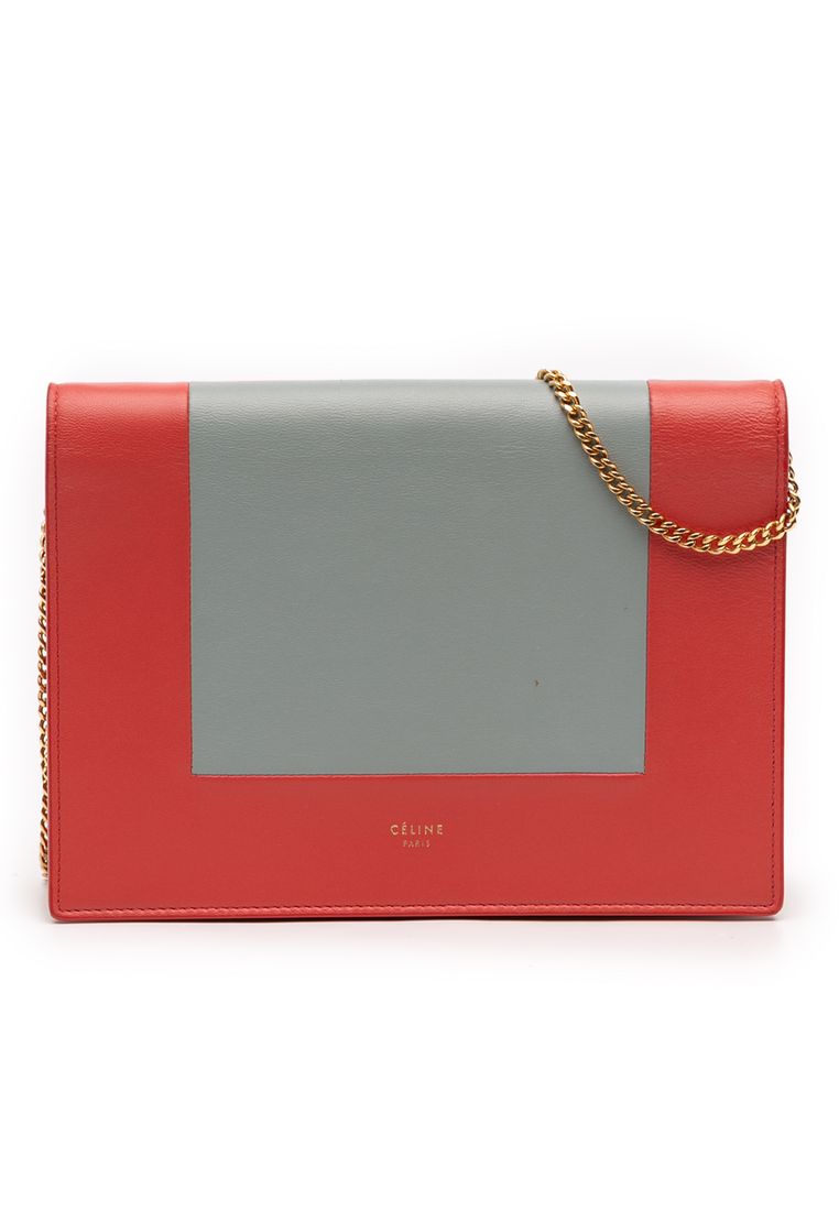CELINE Pre-Loved Celine Leather Frame Wallet On Chain