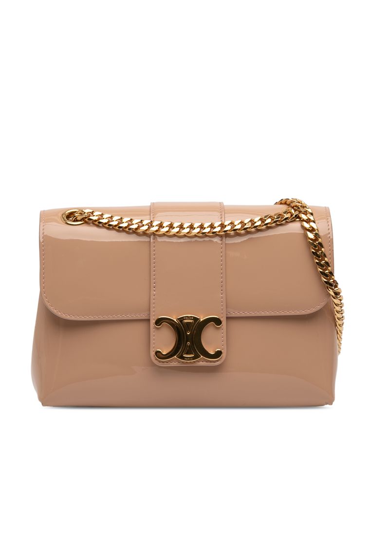 CELINE Pre-Loved Celine Teen Patent Triomphe Victoire Chain Shoulder Bag