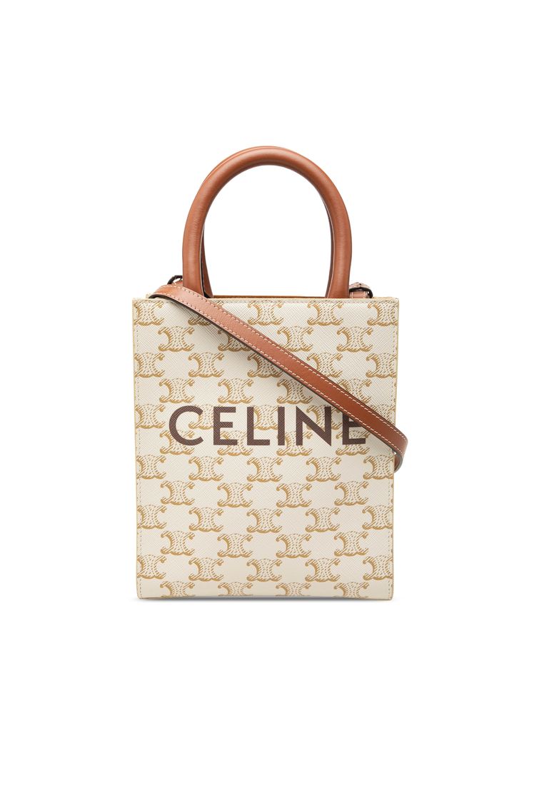 Celine Pre-Loved Celine Mini Triomphe Coated Canvas Vertical Cabas Satchel