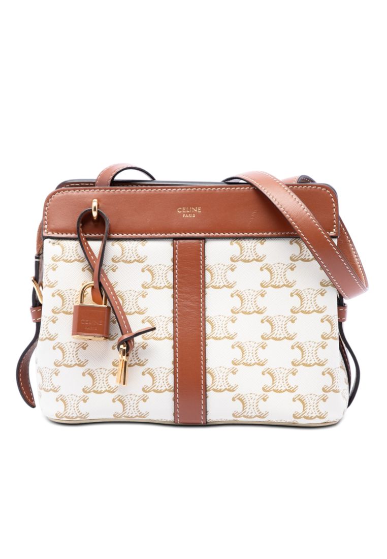 CELINE Pre-Loved Celine Teen Triomphe Coated Canvas Cabas De France Crossbody