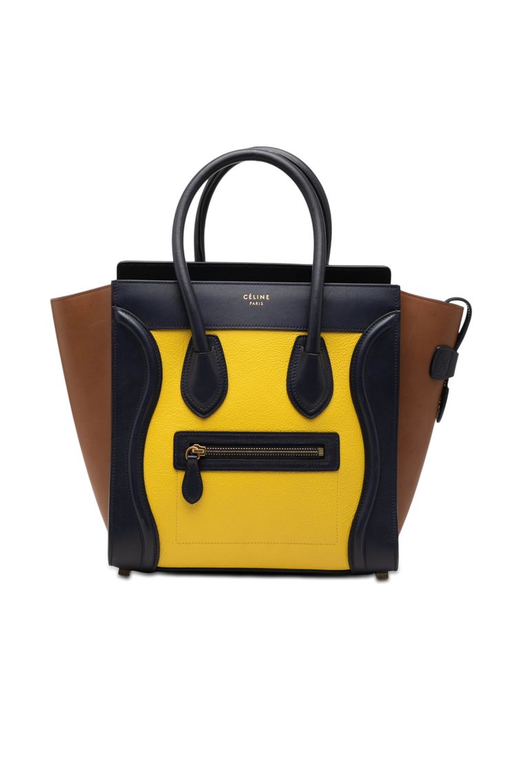 Celine Pre-Loved Celine Micro Tricolor Leather Luggage Tote