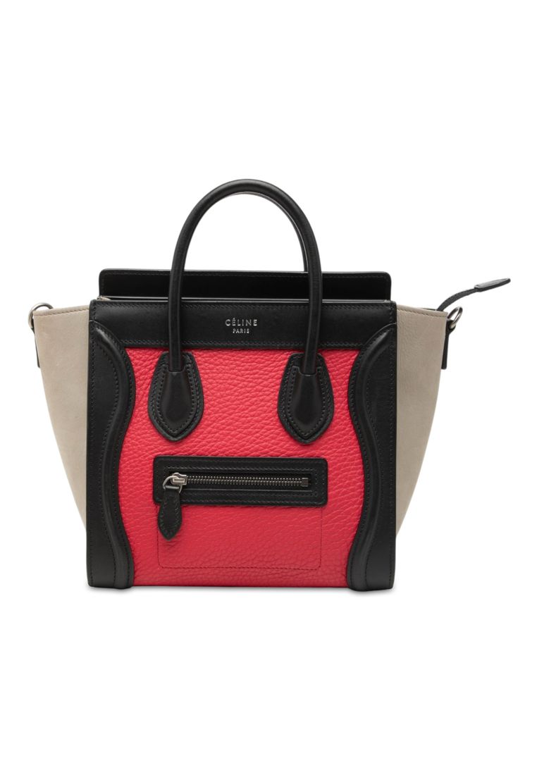 Celine Pre-Loved Celine Nano Tricolor Nubuck And Calfskin Luggage Tote