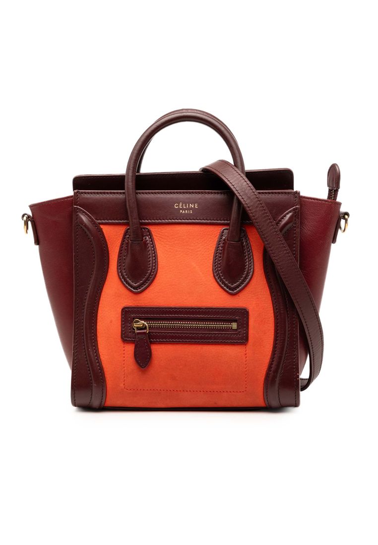 CELINE Pre-Loved Celine Nano Tricolor Nubuck And Calfskin Luggage Tote