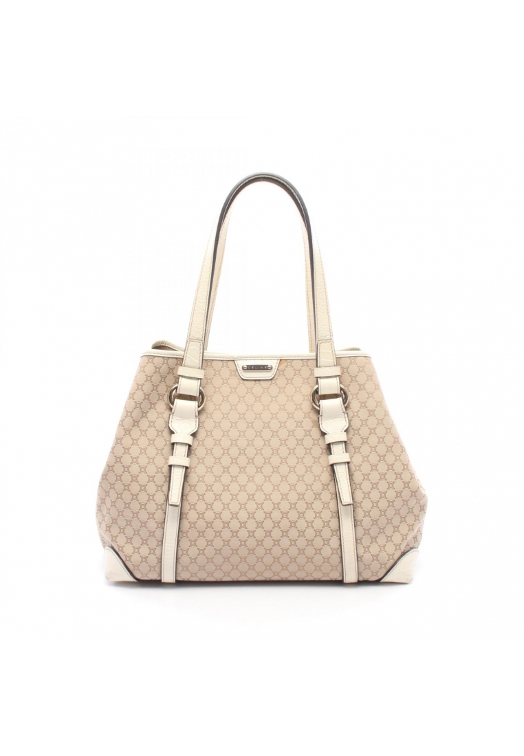 CELINE Pre-Loved Celine Macadam Shoulder bag tote bag canvas leather beige ivory