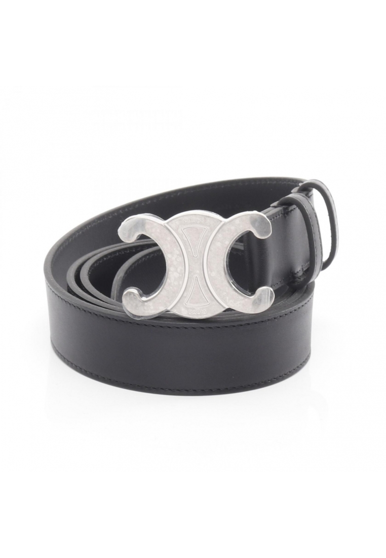 CELINE Pre-Loved Celine Triomphe belt leather black