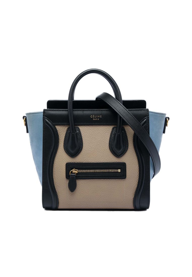 CELINE Pre-Loved Celine Nano Tricolor Leather Luggage Tote