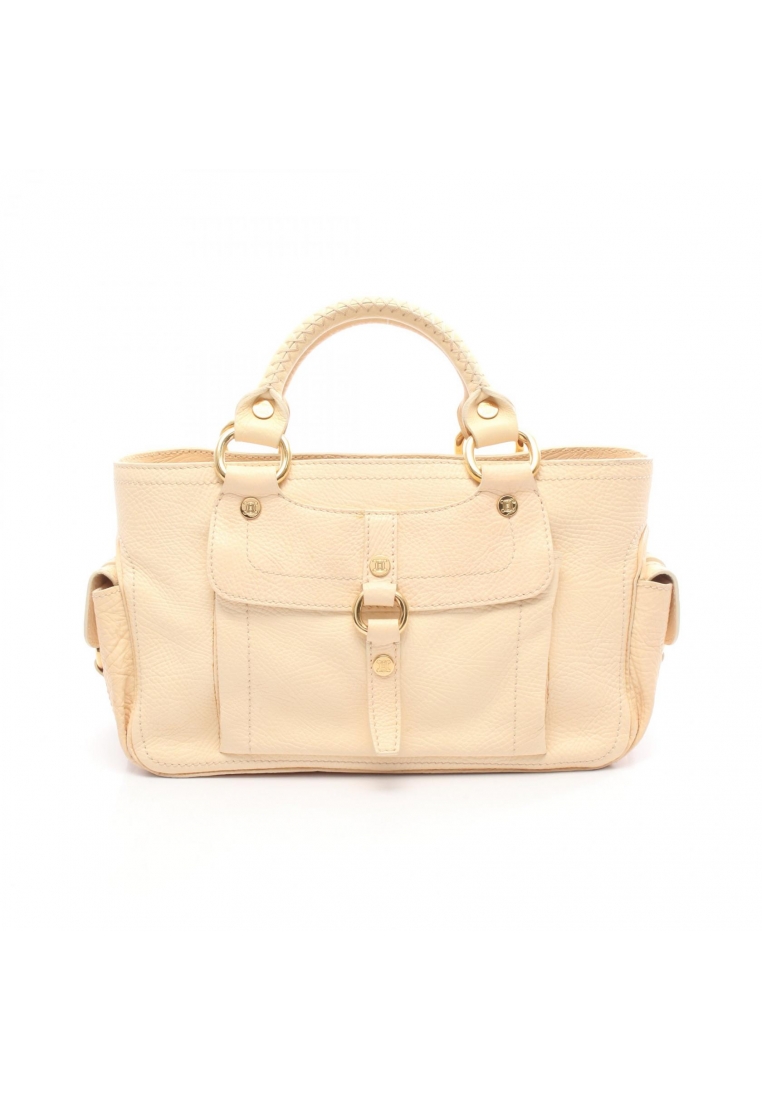 CELINE Pre-Loved Celine boogie bag Macadam Handbag tote bag leather light beige