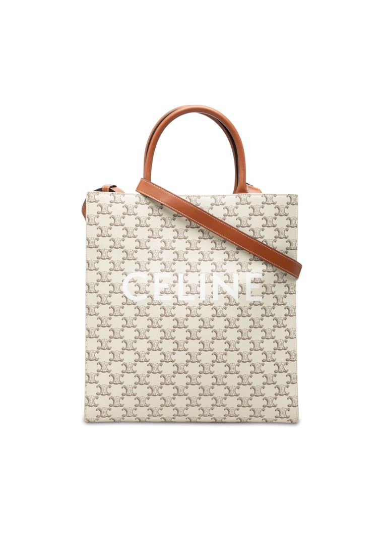 Celine Pre-Loved Celine Medium Triomphe Coated Canvas Vertical Cabas Tote