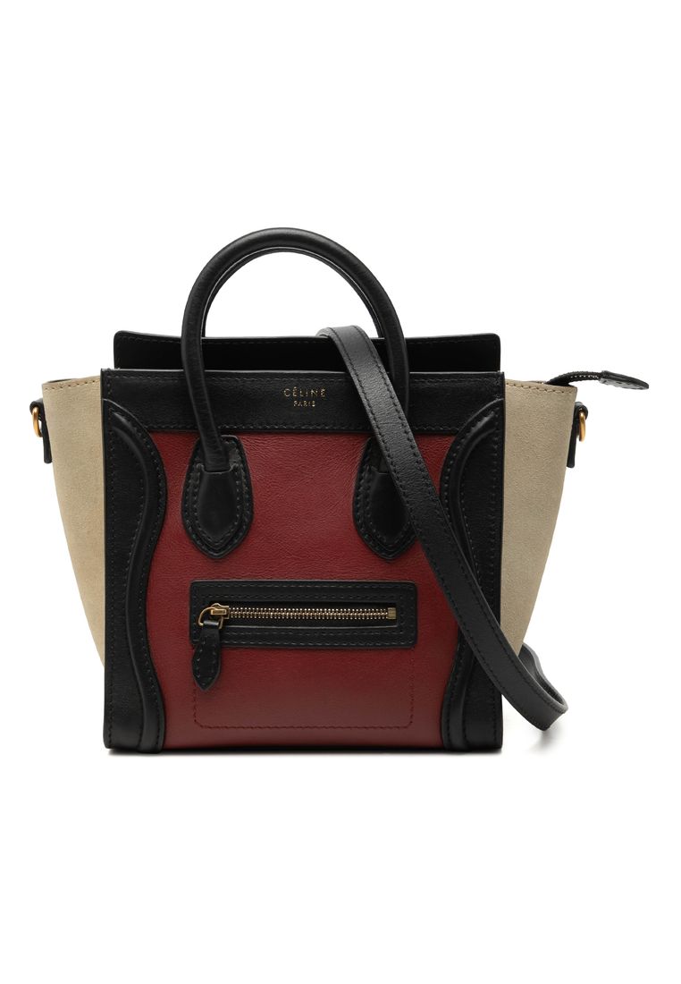 Celine Pre-Loved Celine Nano Tricolor Calfskin And Suede Luggage Tote