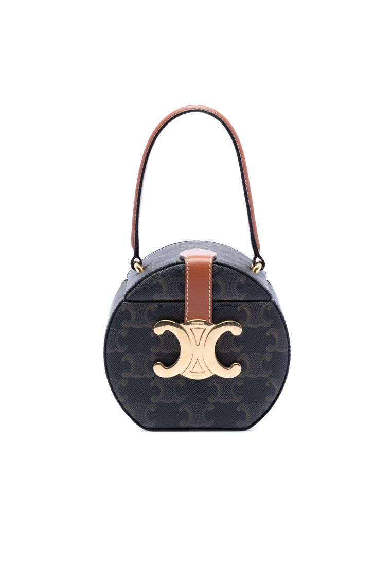 CELINE Pre-Loved Celine Triomphe Coated Canvas Round Box Handbag
