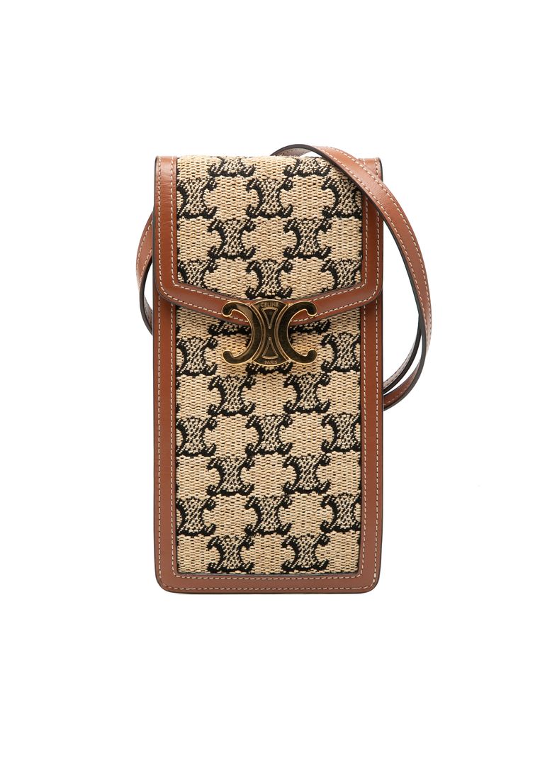 CELINE Pre-Loved Celine Triomphe Textile Triomphe Phone Pouch Flap Crossbody
